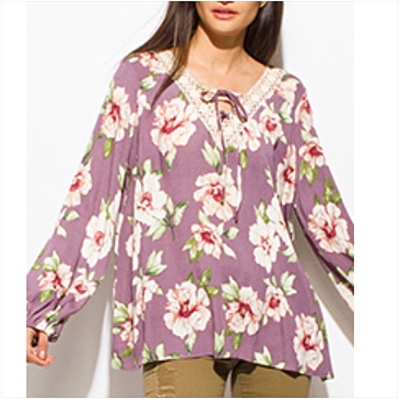 Boho Lace Up Peasant Top Blouse SML - Picture 3 of 6